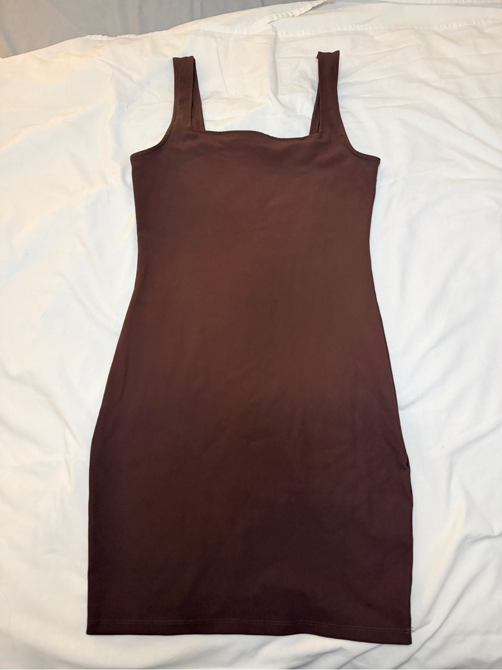 Cotton On Brown Square-Neck Tank Bodycon Dress | M